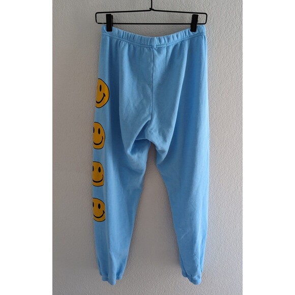 Aviator Nation Smiley Sweatpants Women's Size Medium Sky Blue Drawstring Joggers - Picture 6 of 8